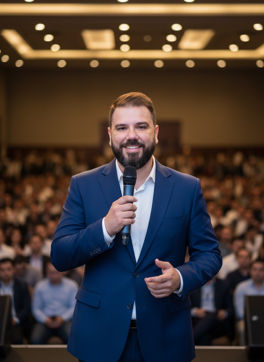 Duda Bastos conduzindo a sala durante a imersão